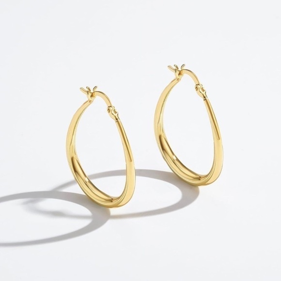 GOLD 14k Gold Plated Hoop Earrings - Picture 2 of 4